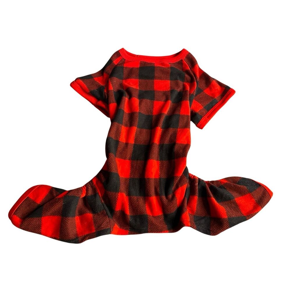 Wondershop Buffalo Plaid Dog Pajamas Red Black Pet Sleeper Medium Cozy Puppy